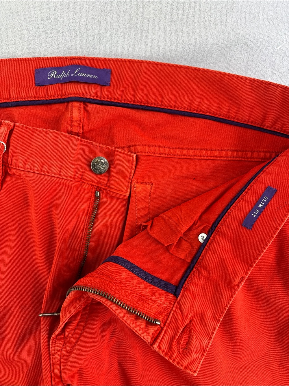 NWT Ralph Lauren Purple Label Men's Orange Denim Jeans Size 36 X 34 - Picture 9 of 13